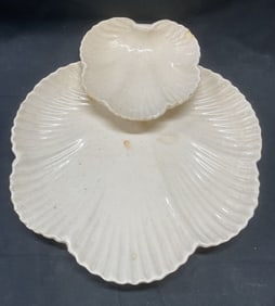 Vintage White Ceramic Shell Motif Platter, Italy