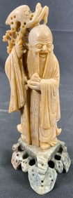 Asian Soapstone Carving God of Longevity Figural