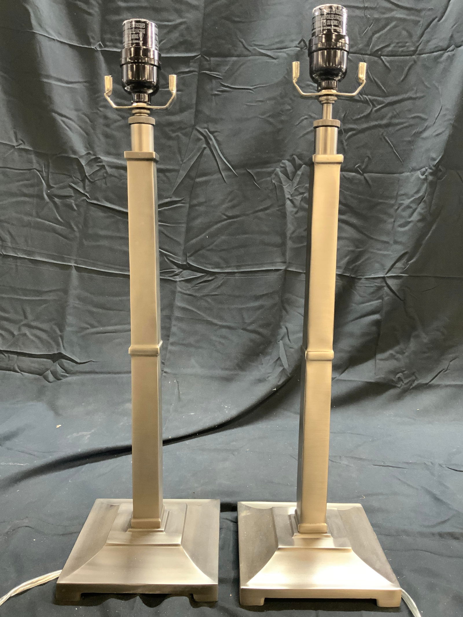 Pair Brushed Metal Table Lamps (1 of 6)