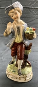 TOMA Vntg Porc Boy W Flowers Figural