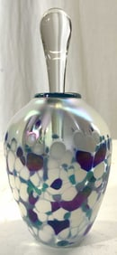 Signed Iridescent Art Gls Perfume Bottle W Stopper