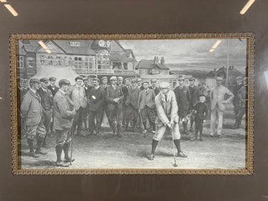 Framed First International Golf Match Lithograph