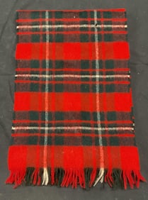Red Plaid Fringe Wool Scarf