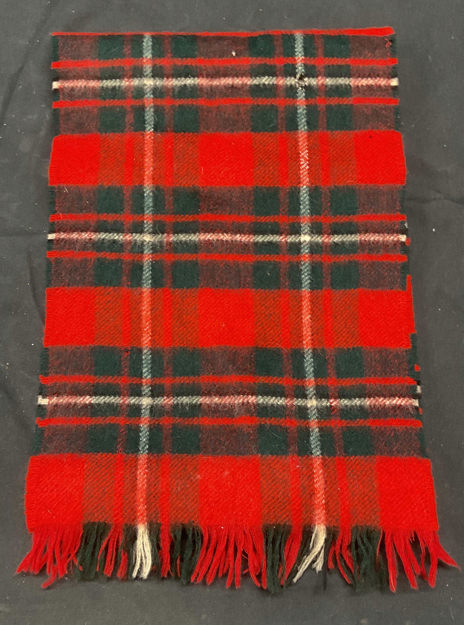 Red Plaid Fringe Wool Scarf (1 of 6)