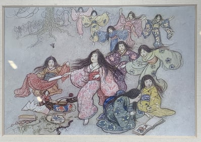 Green Willow & Japanese Tales The Mallet Litho