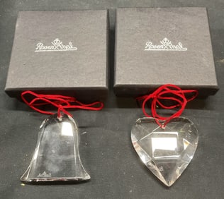 Lot 2 Rosenthal Crystal Heart & Bell Ornaments