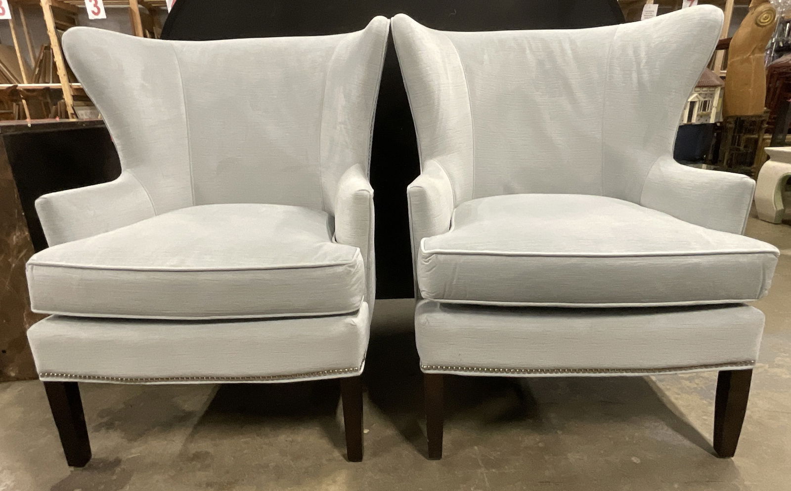 Pr BRAXTON CULLER USA Upholstered Wingback Chairs (1 of 9)
