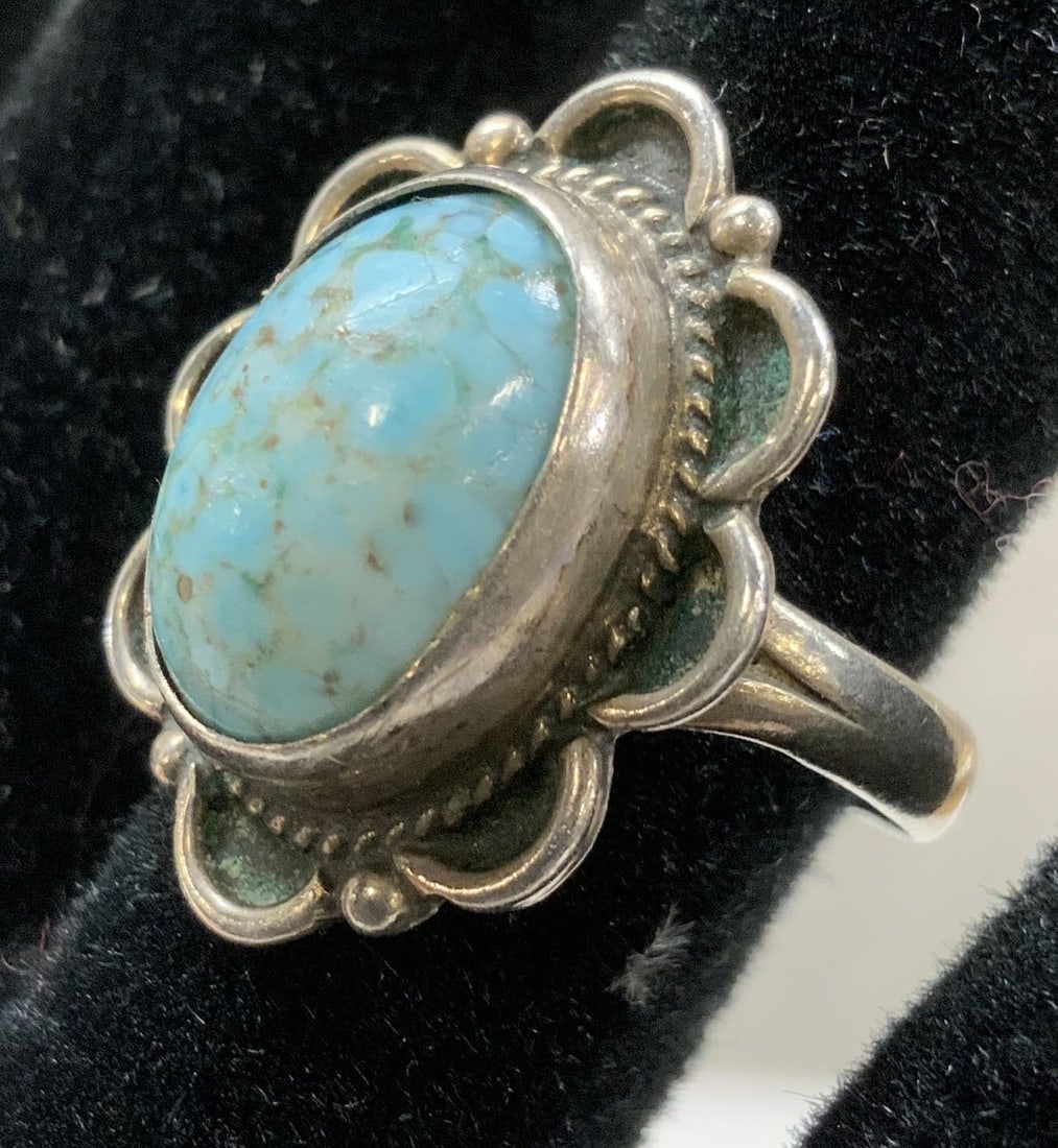 Mexican Sterling Silver Ring w Cabochon (1 of 6)