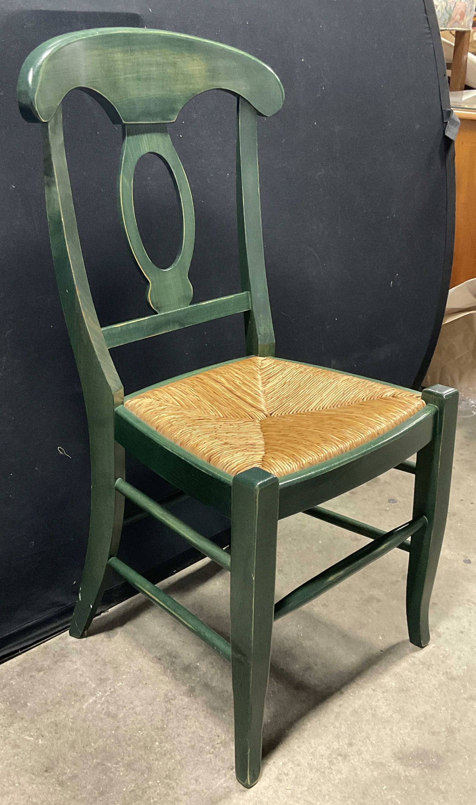 Vintage Green Wood Rush Seated Chair (1 of 8)