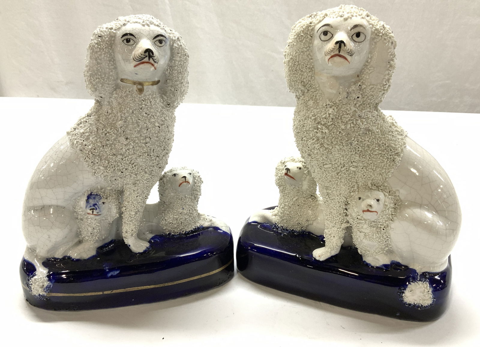 Pr Antq STAFFORDSHIRE England Porc Poodle Statues (1 of 11)