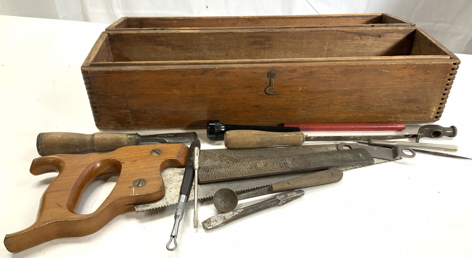 Antique Handmade Toolbox w Woodworking Tools, 15 (1 of 11)
