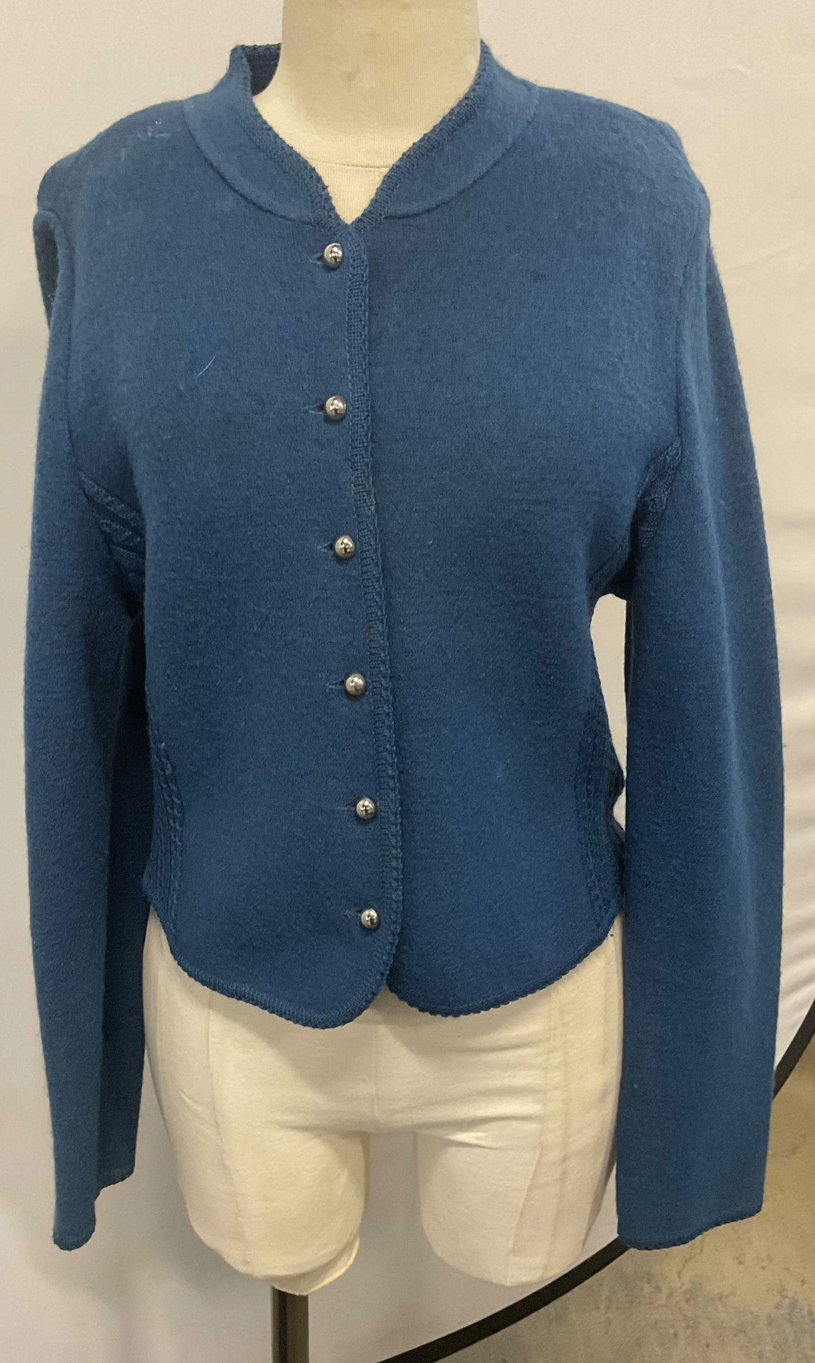 Vntg Deans of Scotland Blue Wool Cardigan (1 of 8)
