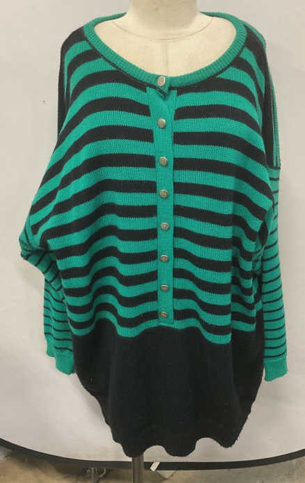 Lauren Brook Green & Black Striped Sweater (1 of 6)