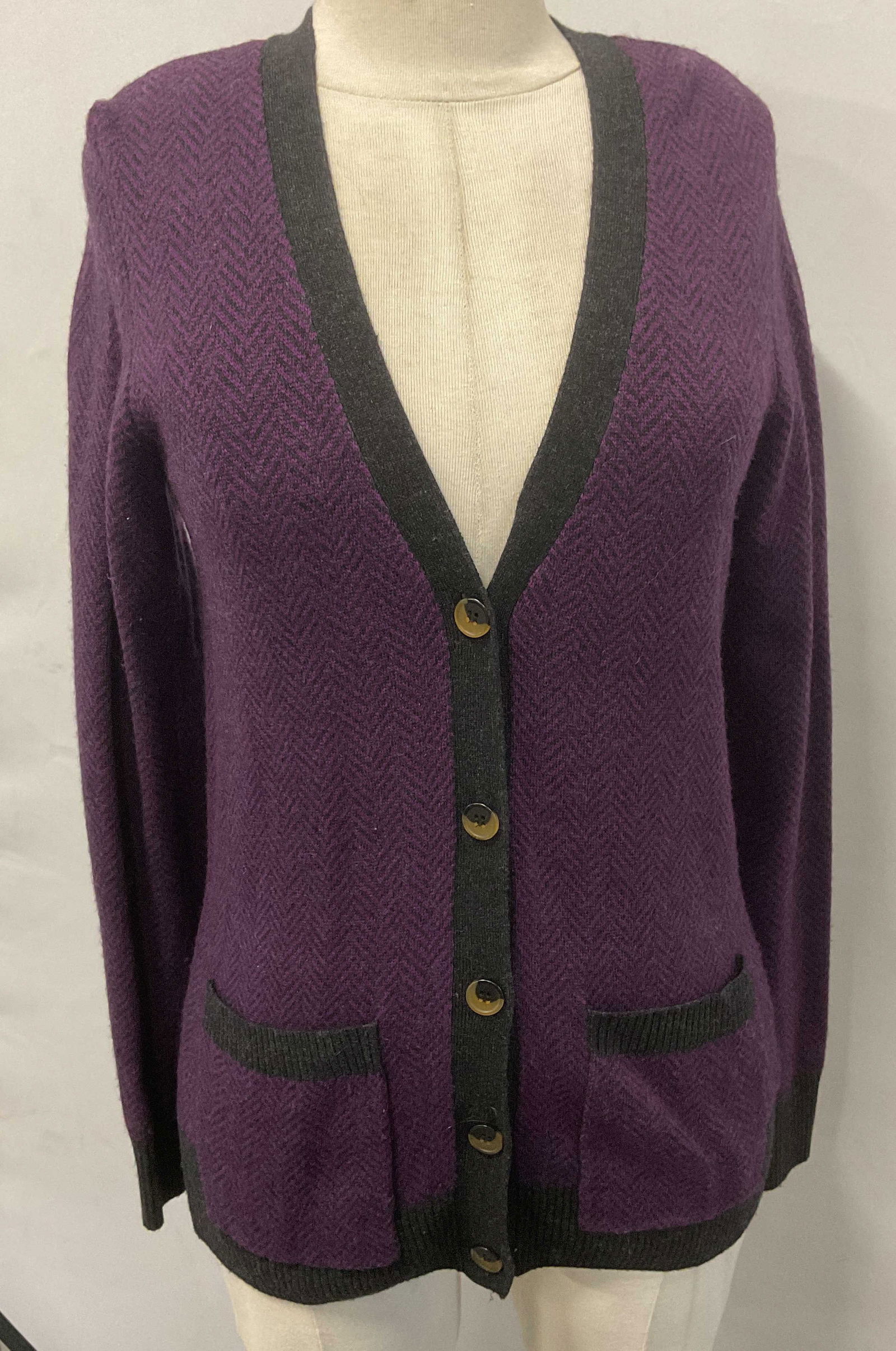 J Crew Purple Chevron Wool Blend Cardigan (1 of 6)