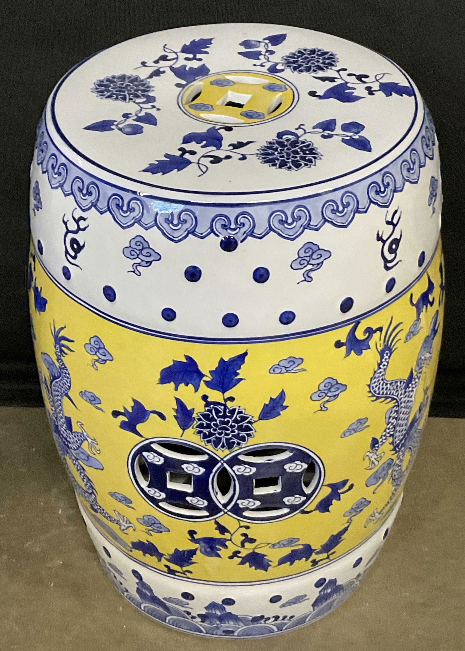 Asian Ceramic Dragon Motif Garden Stool (1 of 7)