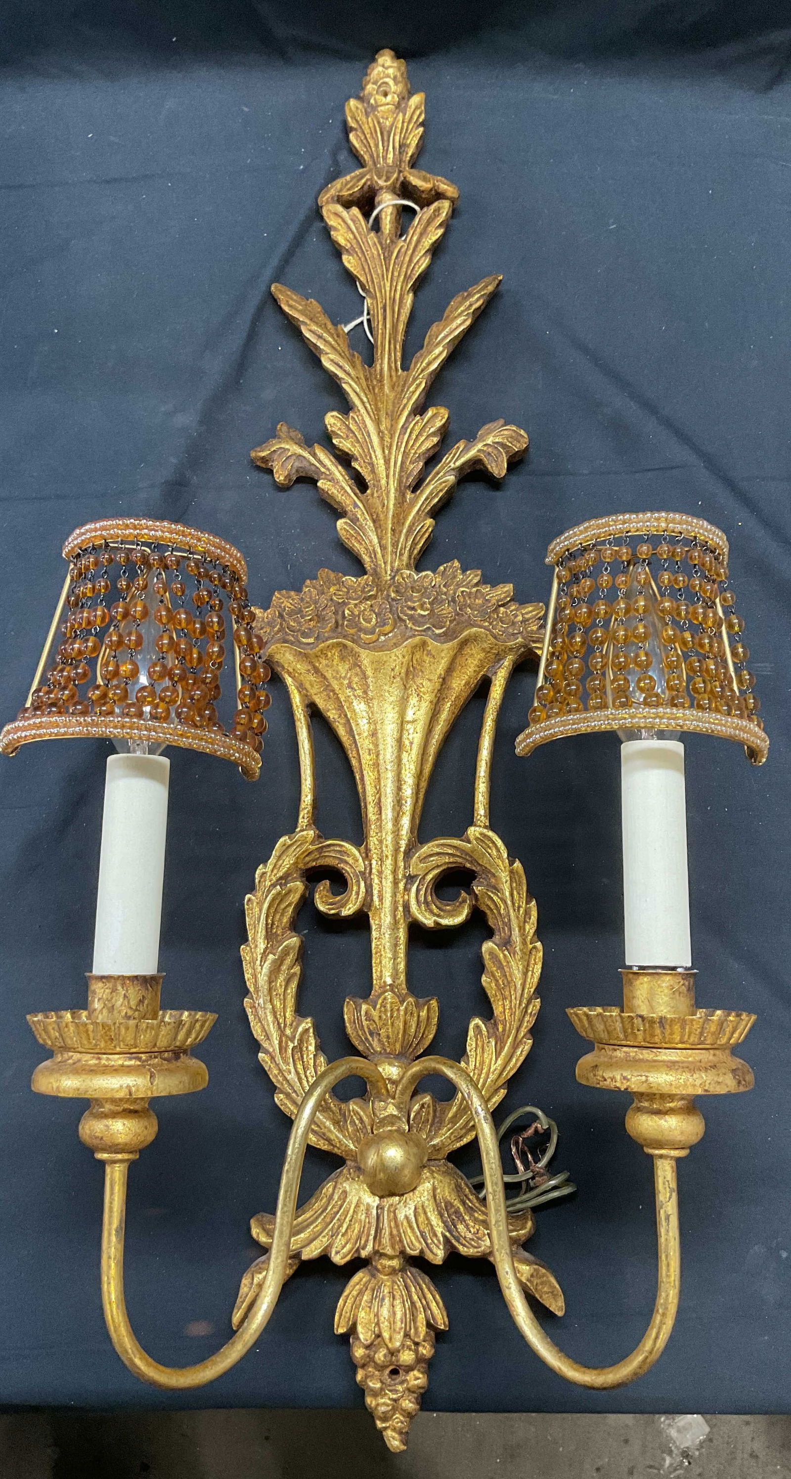 Vaughan Gilt Wood Scroll Wall Sconce Light (1 of 8)