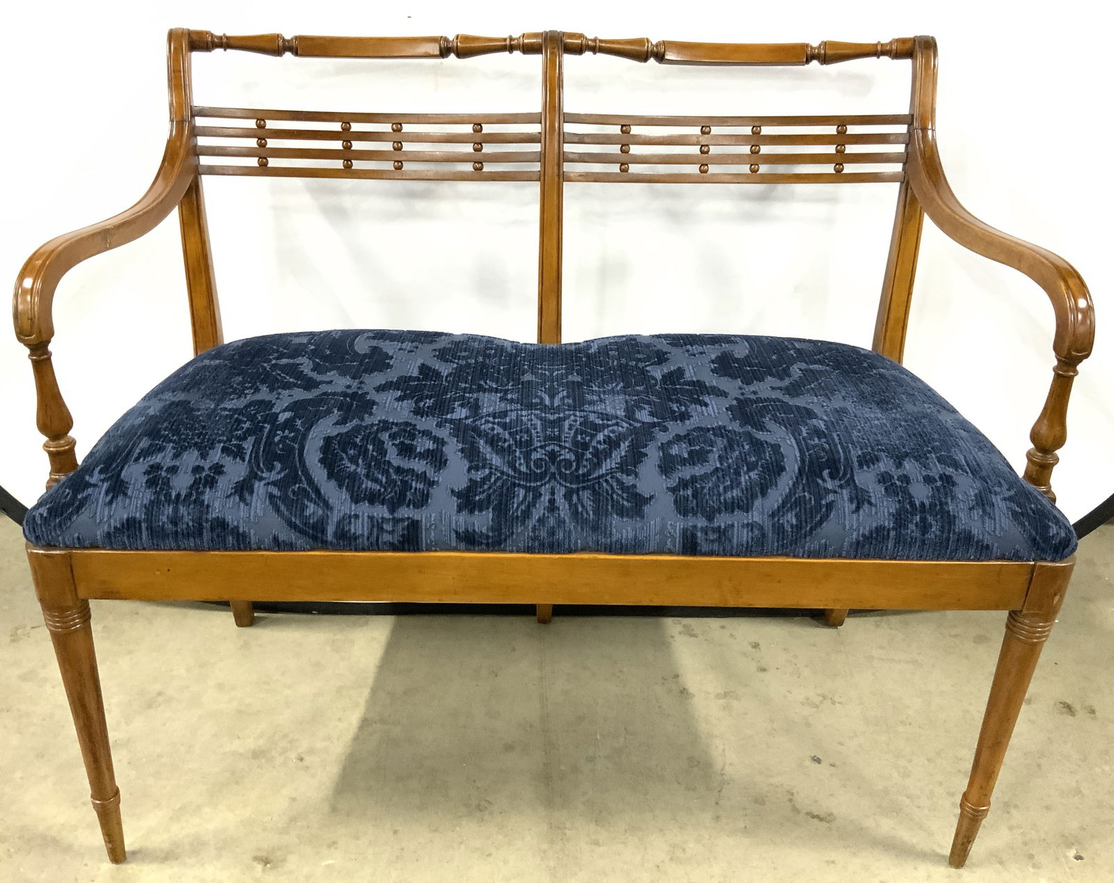 Vintage Regency Style Wooden Bench W Uph Seat (1 of 9)