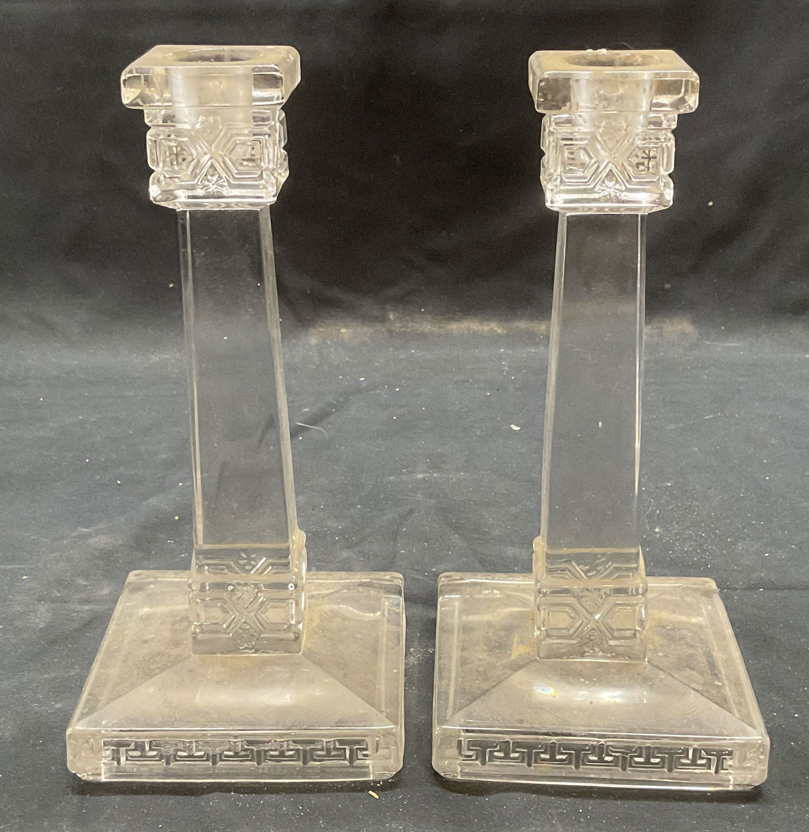 Pair Glass Column Motif Candle Holders (1 of 6)