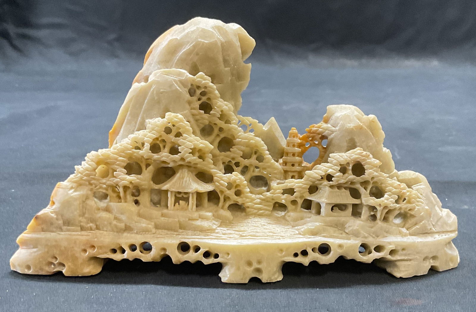 Carved Stone Asian Pagoda Landscape Figural (1 of 8)