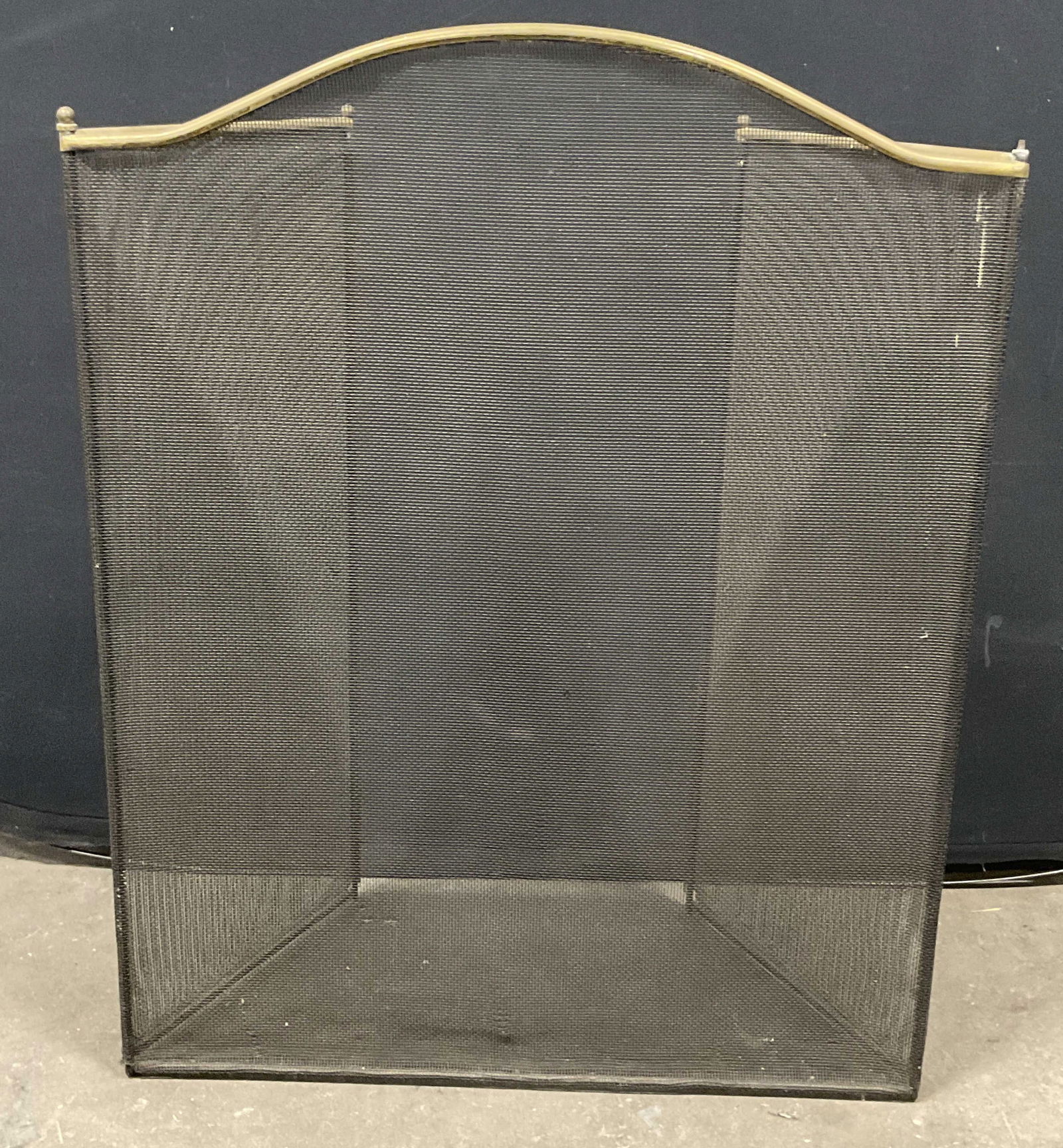 Vintage Brass & Black Metal Mesh Fireplace Screen (1 of 7)