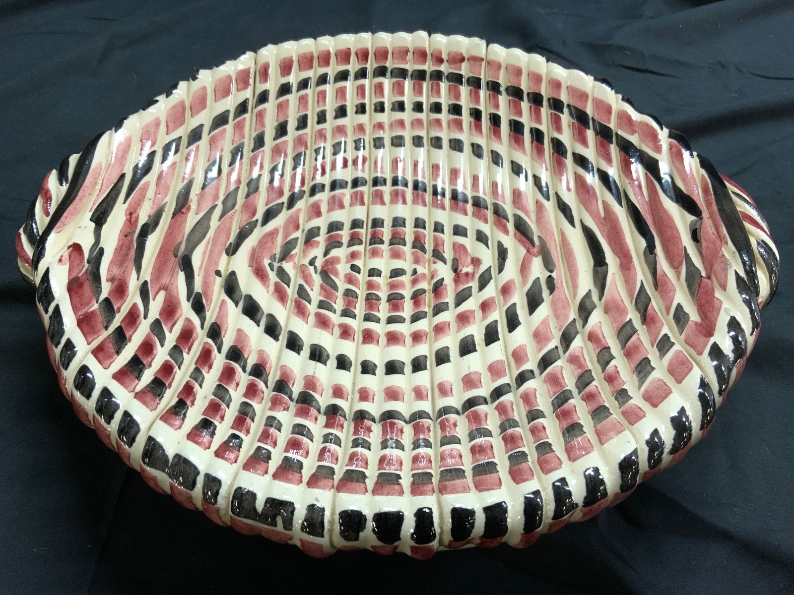 Vintage Woven Ceramic Centerpiece Bowl Vessel (1 of 8)