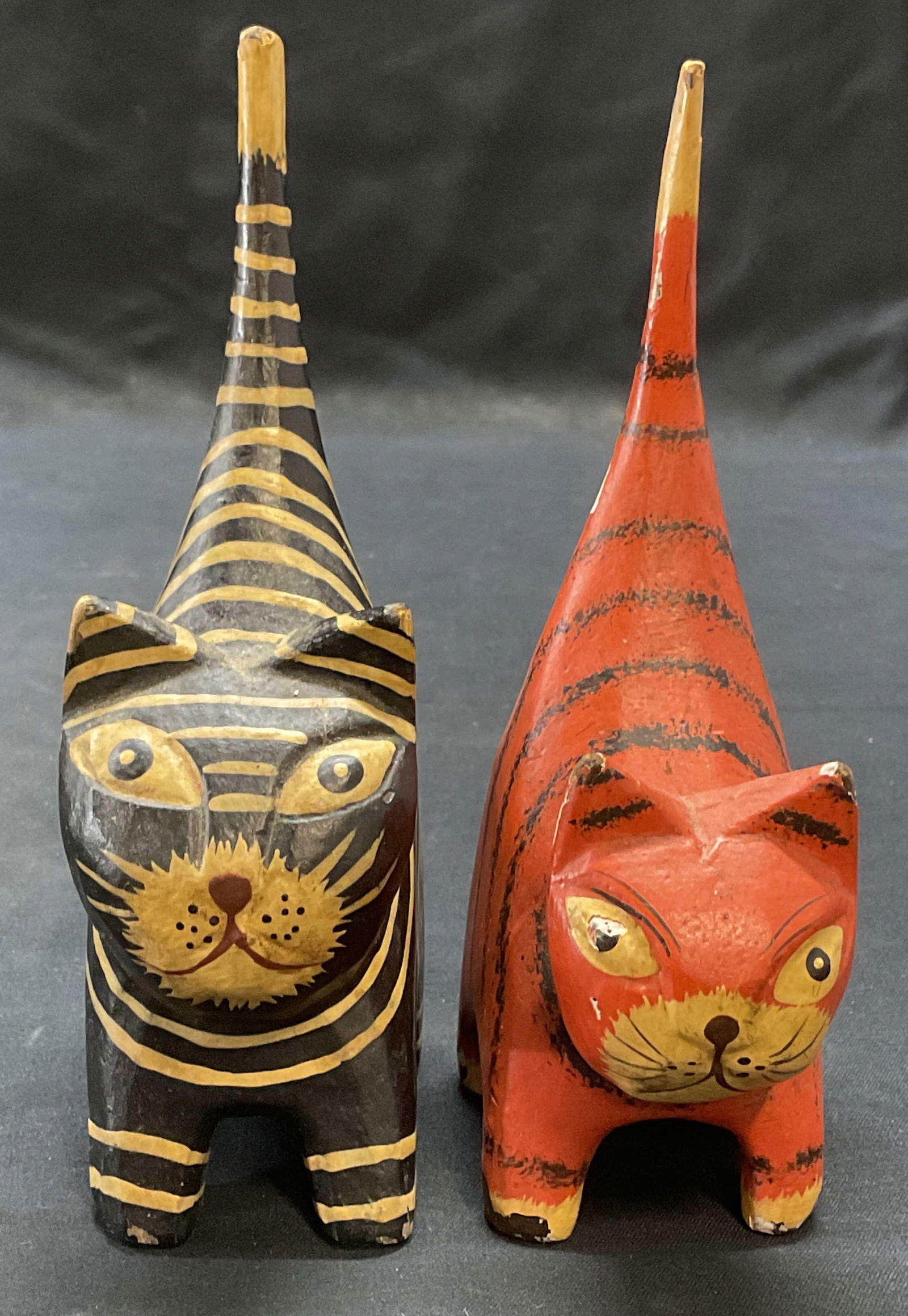 Lot 2 Hand Painted Wood Cat Figurals (1 of 6)