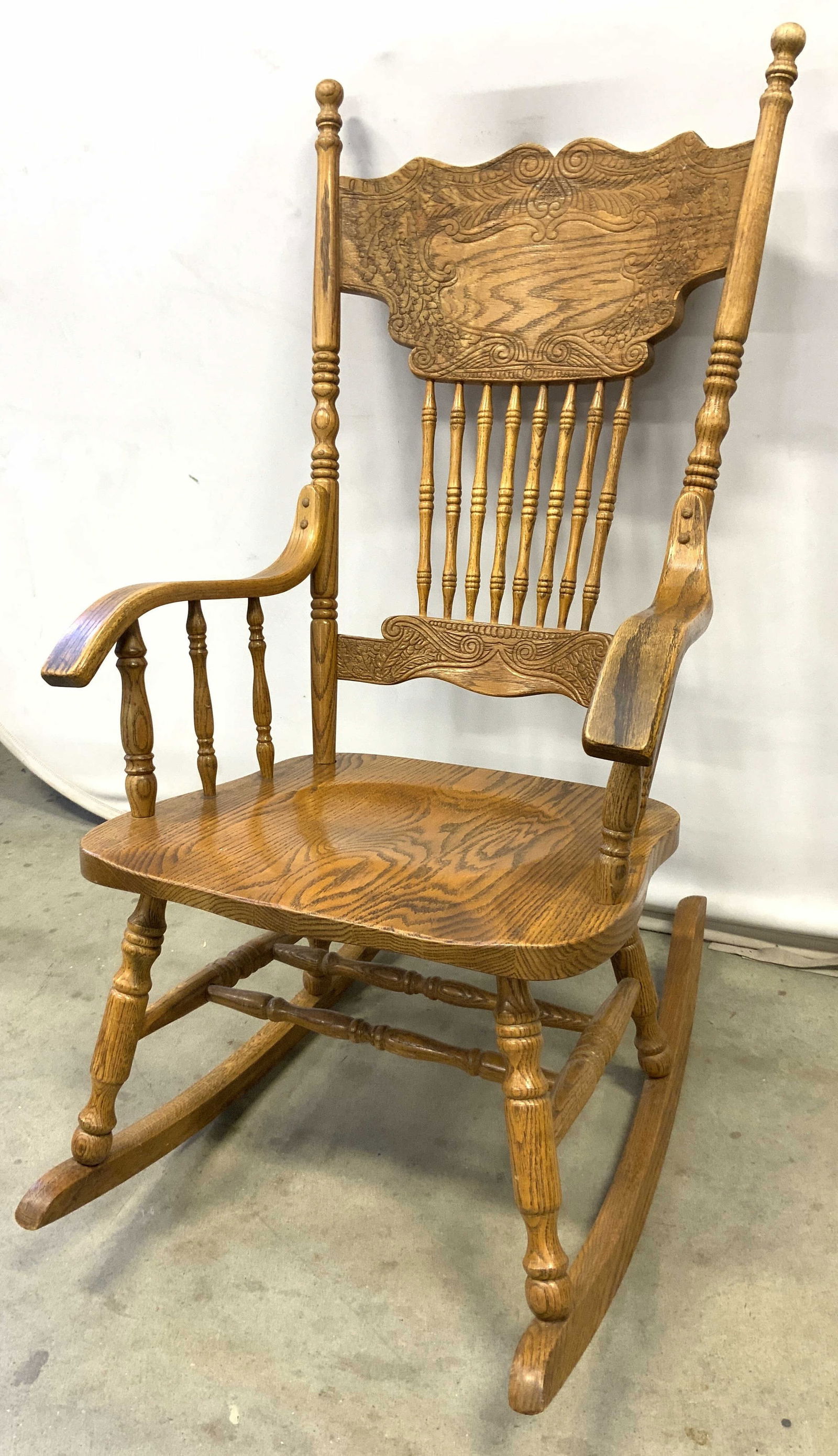 Vintage Wooden Pressback Rocking Chair (1 of 8)
