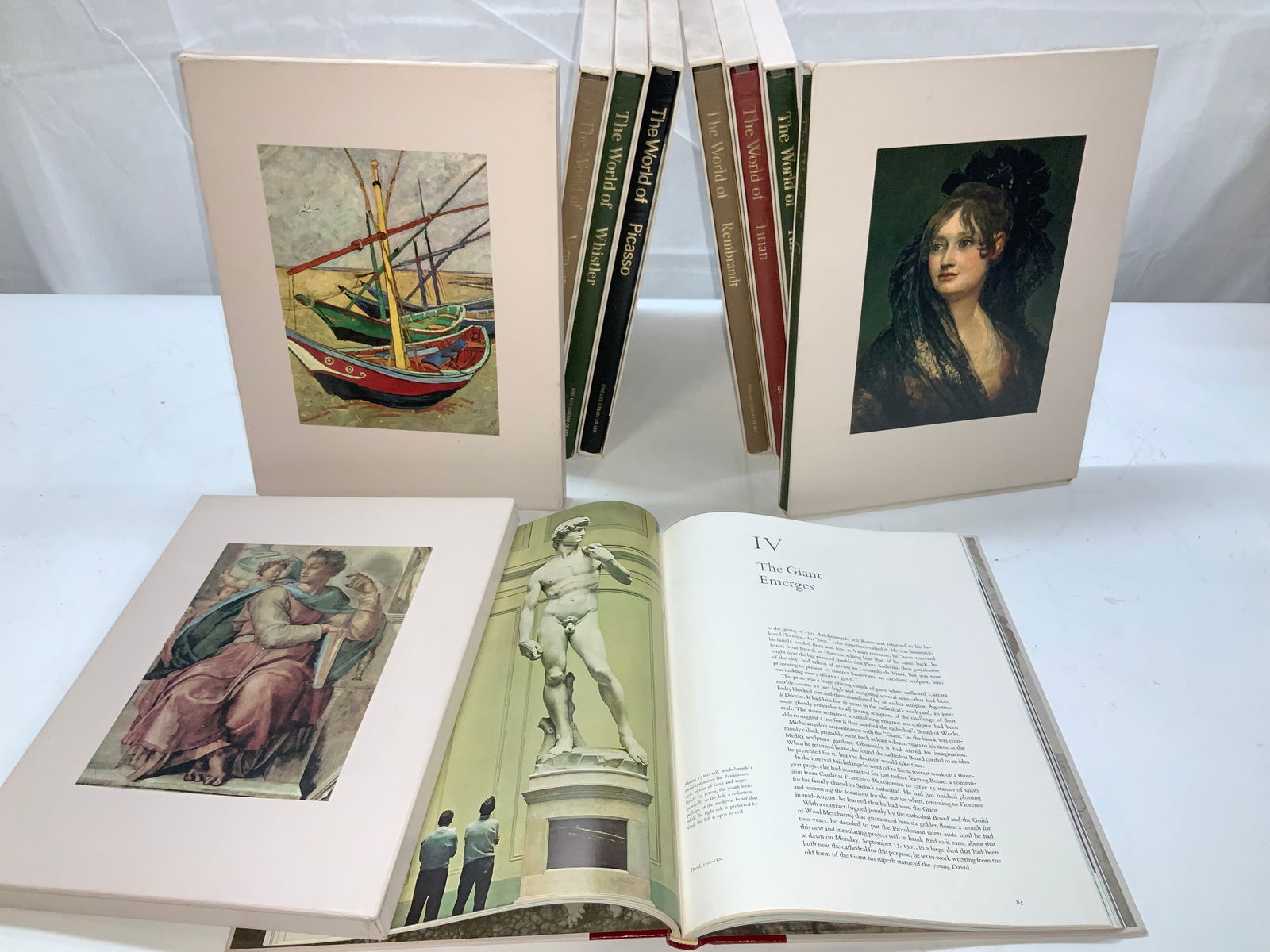 Set9 Time-Life Illustrated Master Artists Bks 1966: Time- Life Book set of 9 master artists books. All illustrated. Time- Life Library of Art. ca. 1966 Time Inc. Published in Canada. Art books come in slip cases and have leather bindings. Books are in