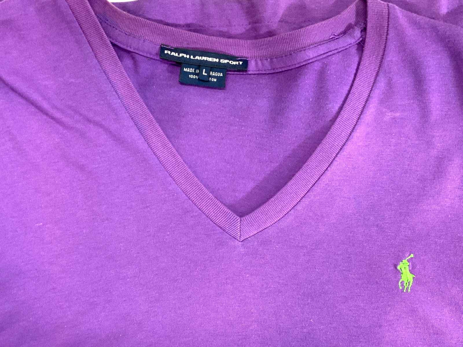Ralph Lauren Sport Long Sleeve Cotton Shirt: Ladies size Large Purple long sleeve cotton shirt labeled Ralph Lauren Sports , V neck. Ladies wearables, vintage wear, estate wear, estate sale shopping and clothes, Ralph Lauren Sport shirt, long sl