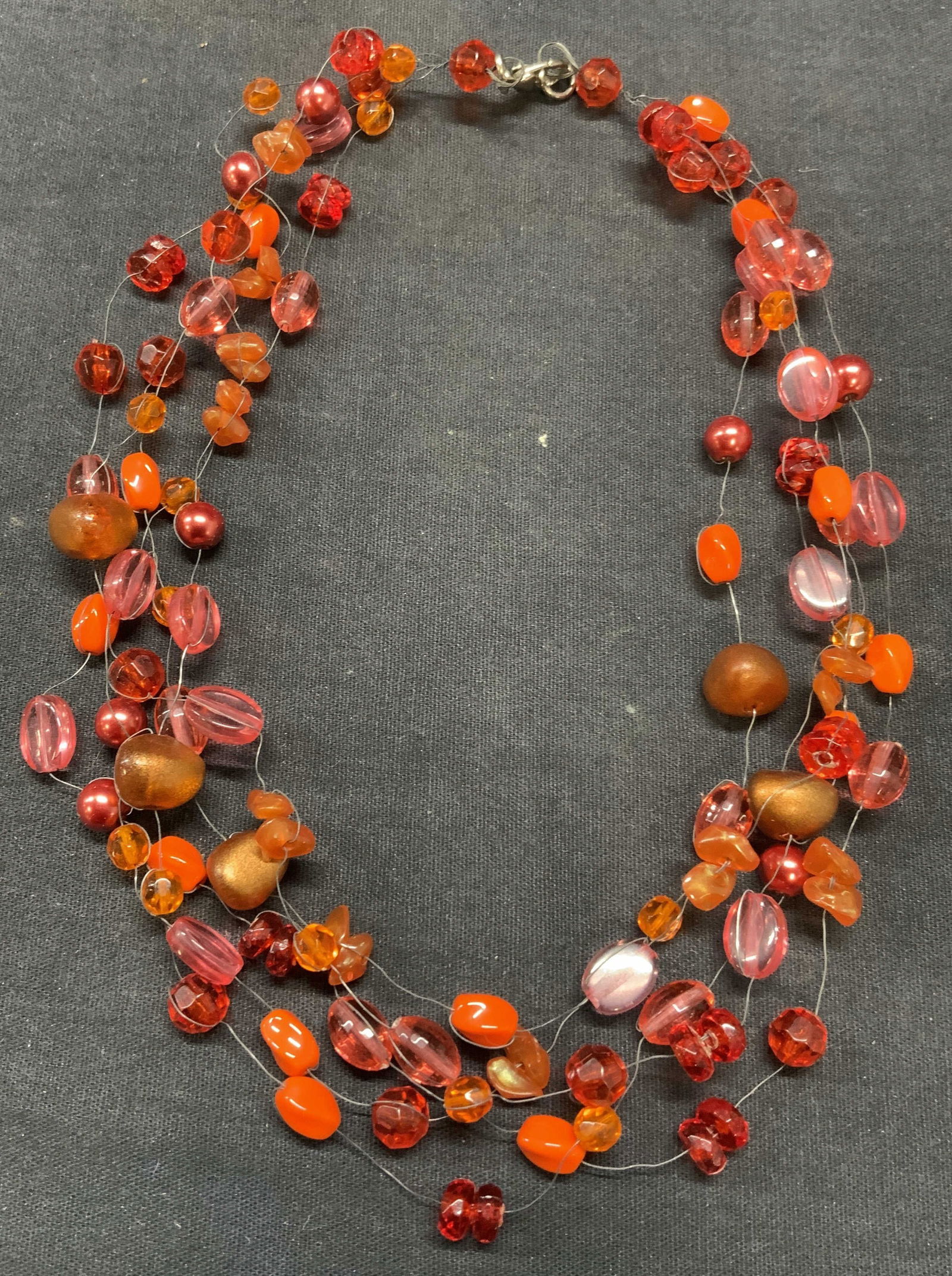 Red & Pink Multi Strand Crystal Choker Necklace (1 of 7)