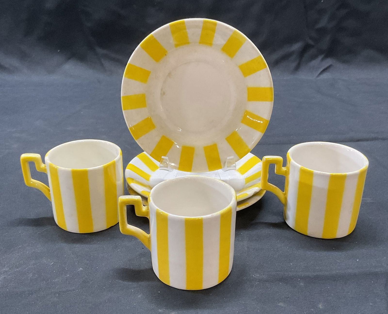 6 Vntg Bonwit Teller Porc Yellow Stripe Demitasse (1 of 7)