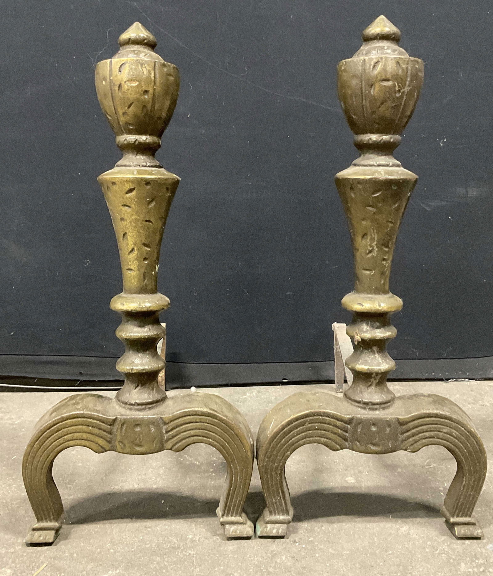 Pair Vintage Iron Fireplace Andirons (1 of 7)
