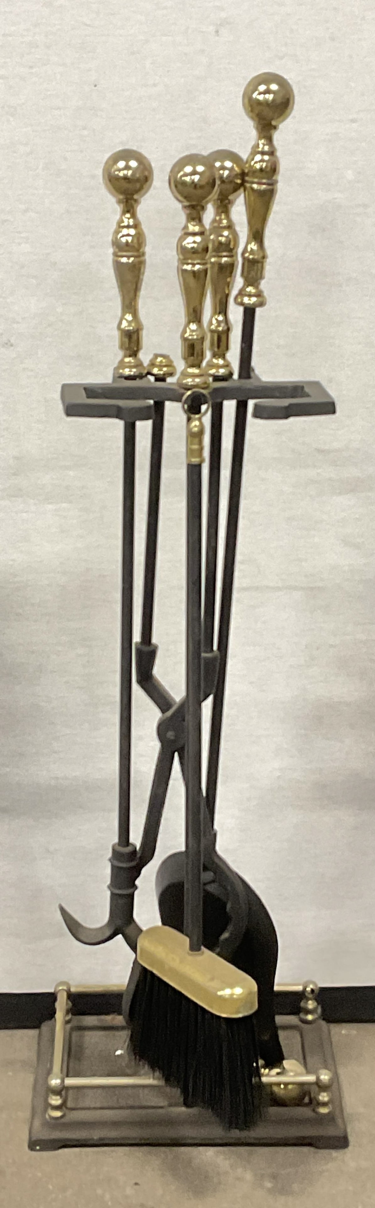 5 Vintage Brass Tn & Iron Fireplace Tools W/ Stand (1 of 10)