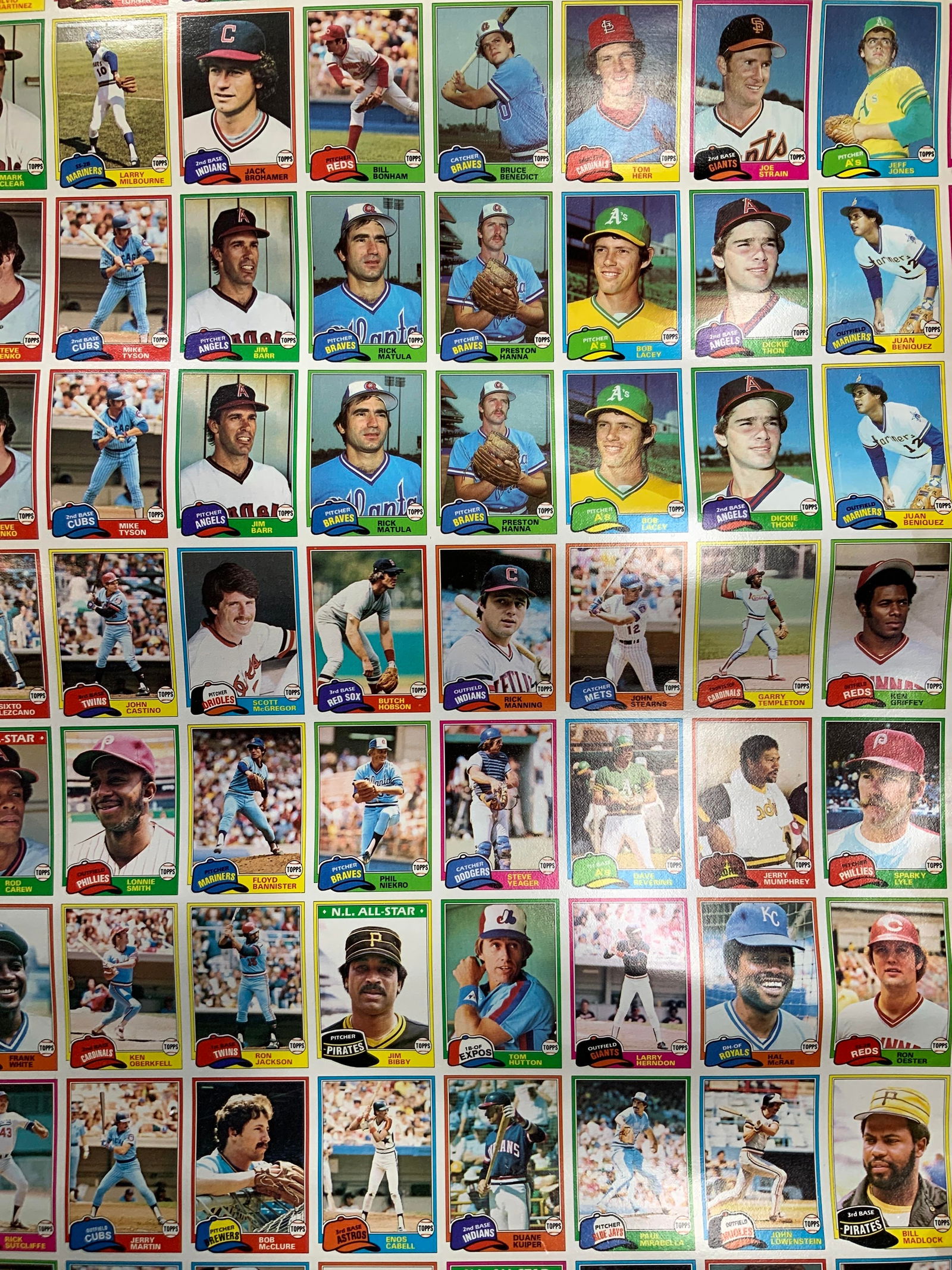 1981 Topps Baseball Cards Uncut Sheet Collectible (1 of 13)