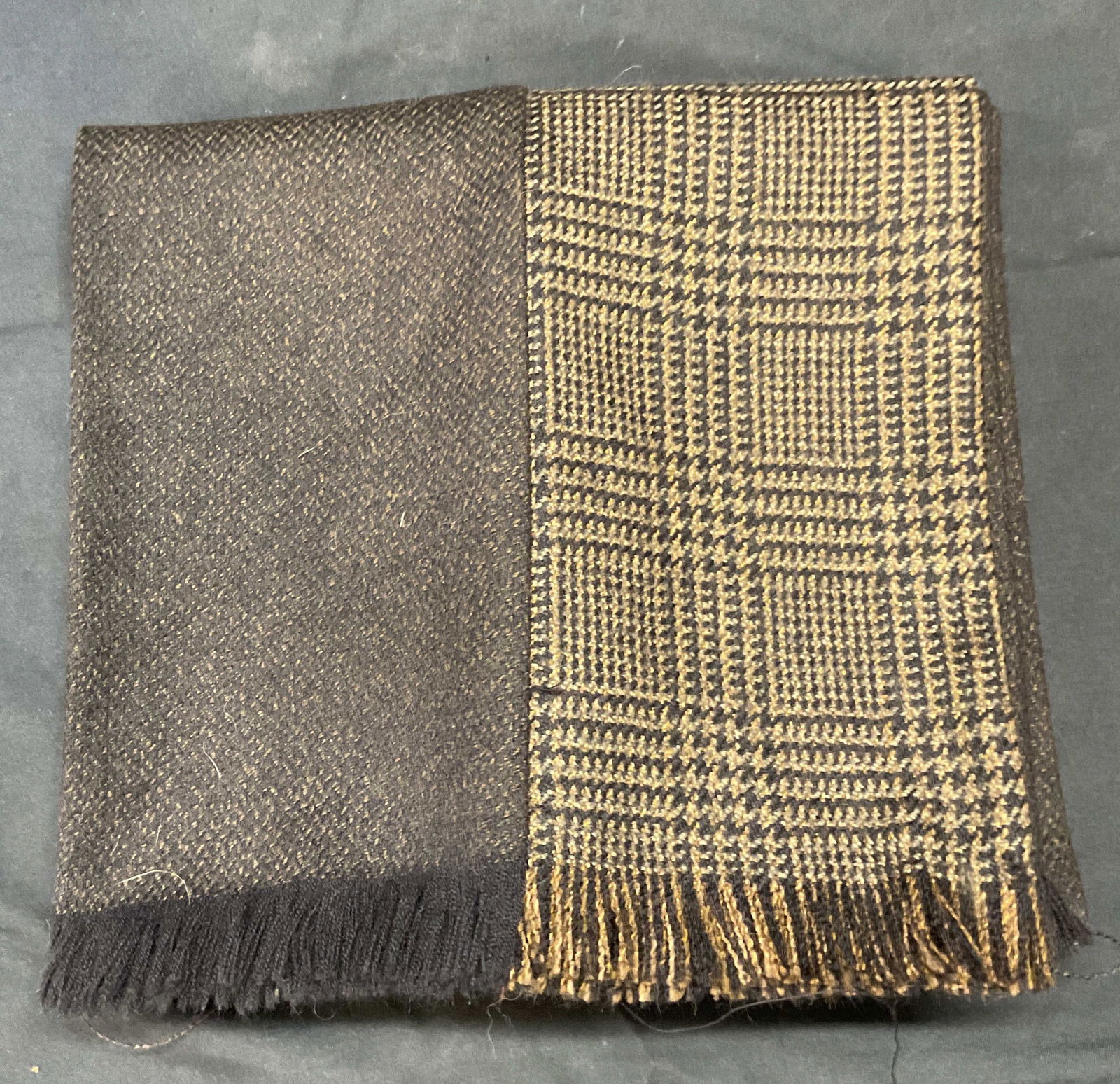 Brown Patterned Patchwork Knit Scarf (1 of 6)