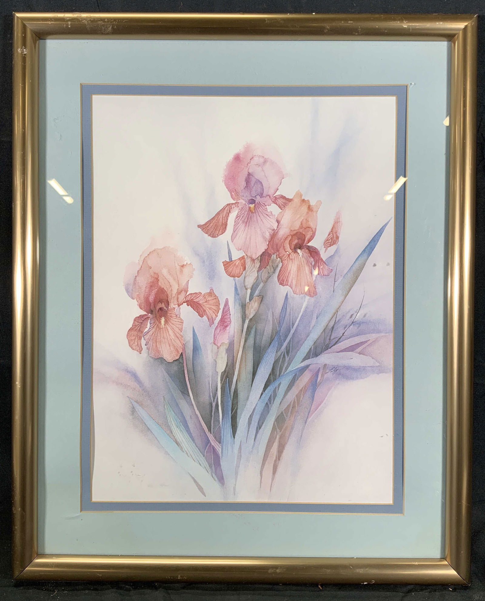 Framed Watercolor Pink Iris Bouquet Lithograph (1 of 8)