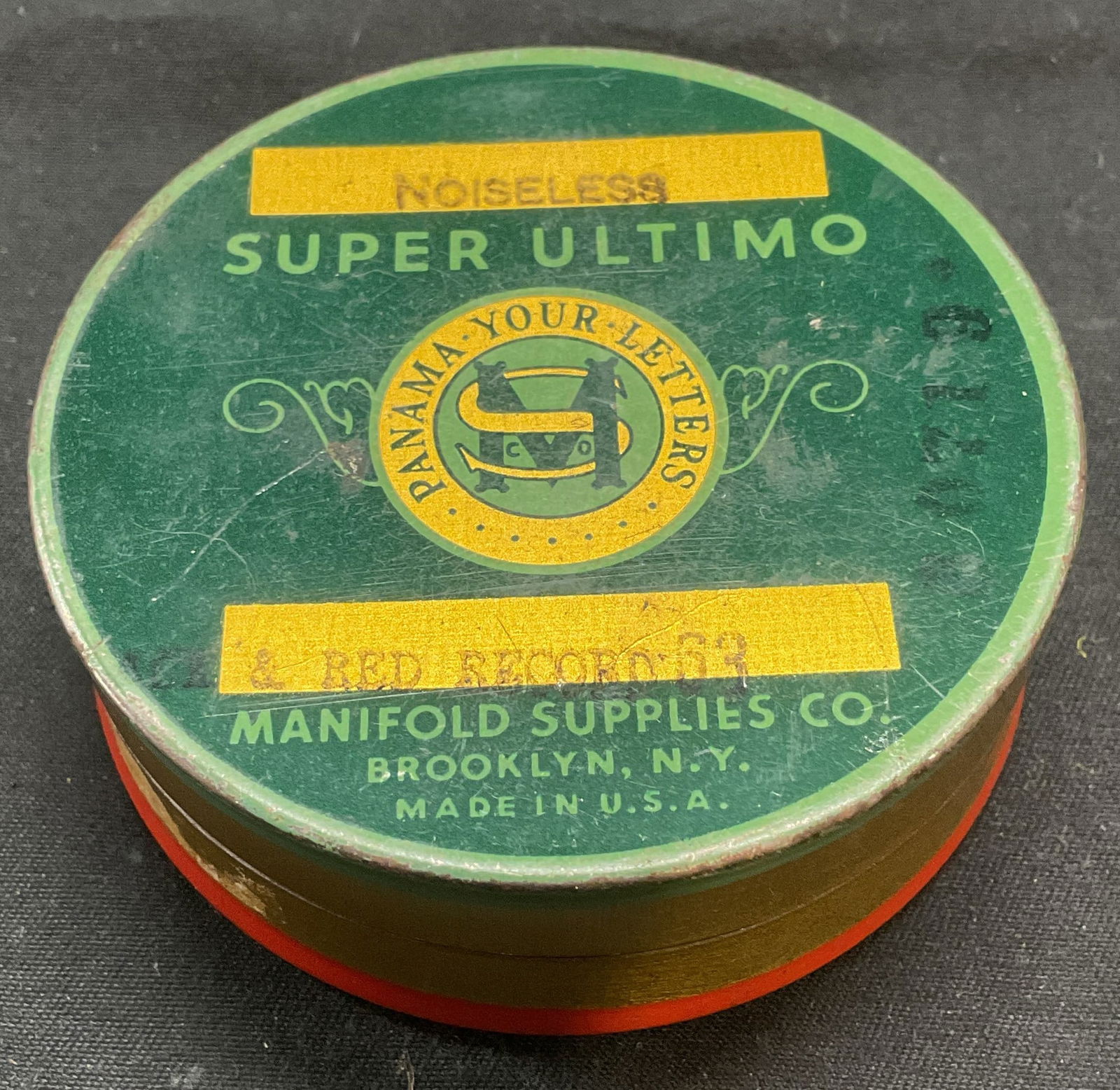 Vntg Panama Super Ultimo Typewriter Ribbon Tin (1 of 6)