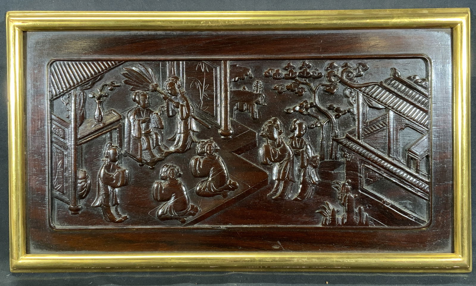 Framed Asian Wooden Relief Empress Wall Panel (1 of 8)