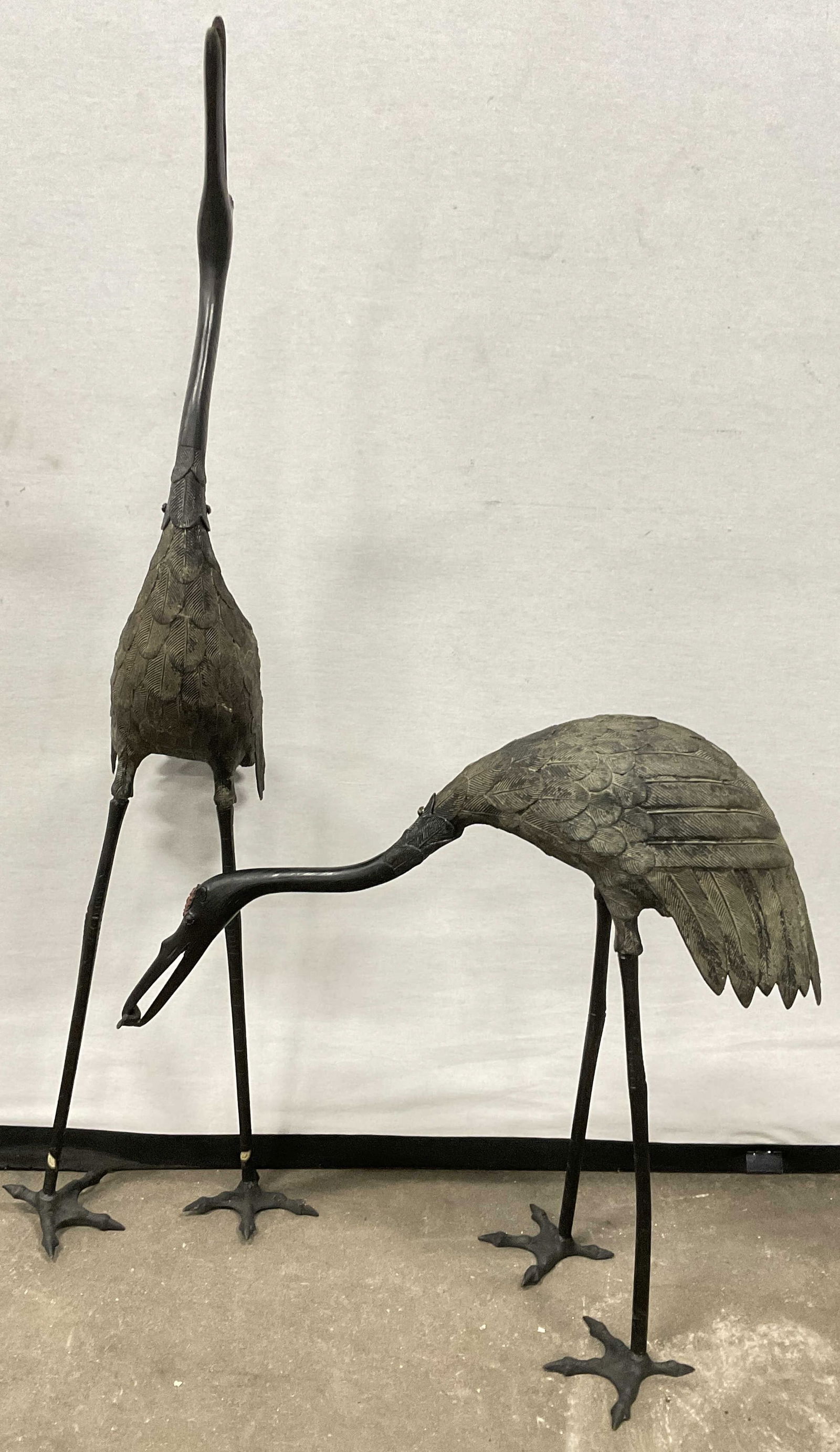 Pair Vintage Metal Crane Figural Garden Statuaries (1 of 8)