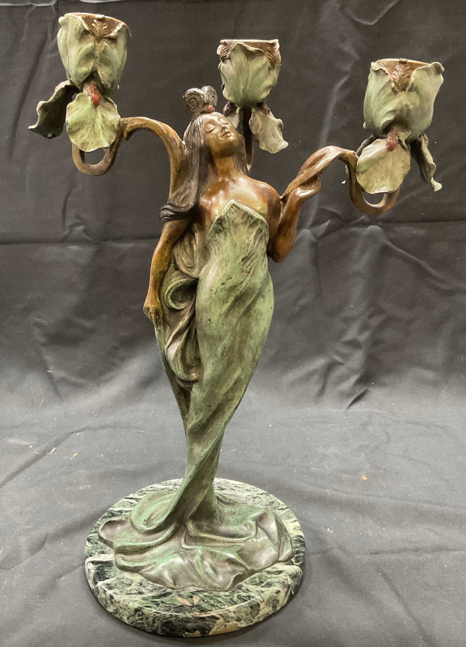C Bonnefond Bronze Clad Woman Candelabra (1 of 8)