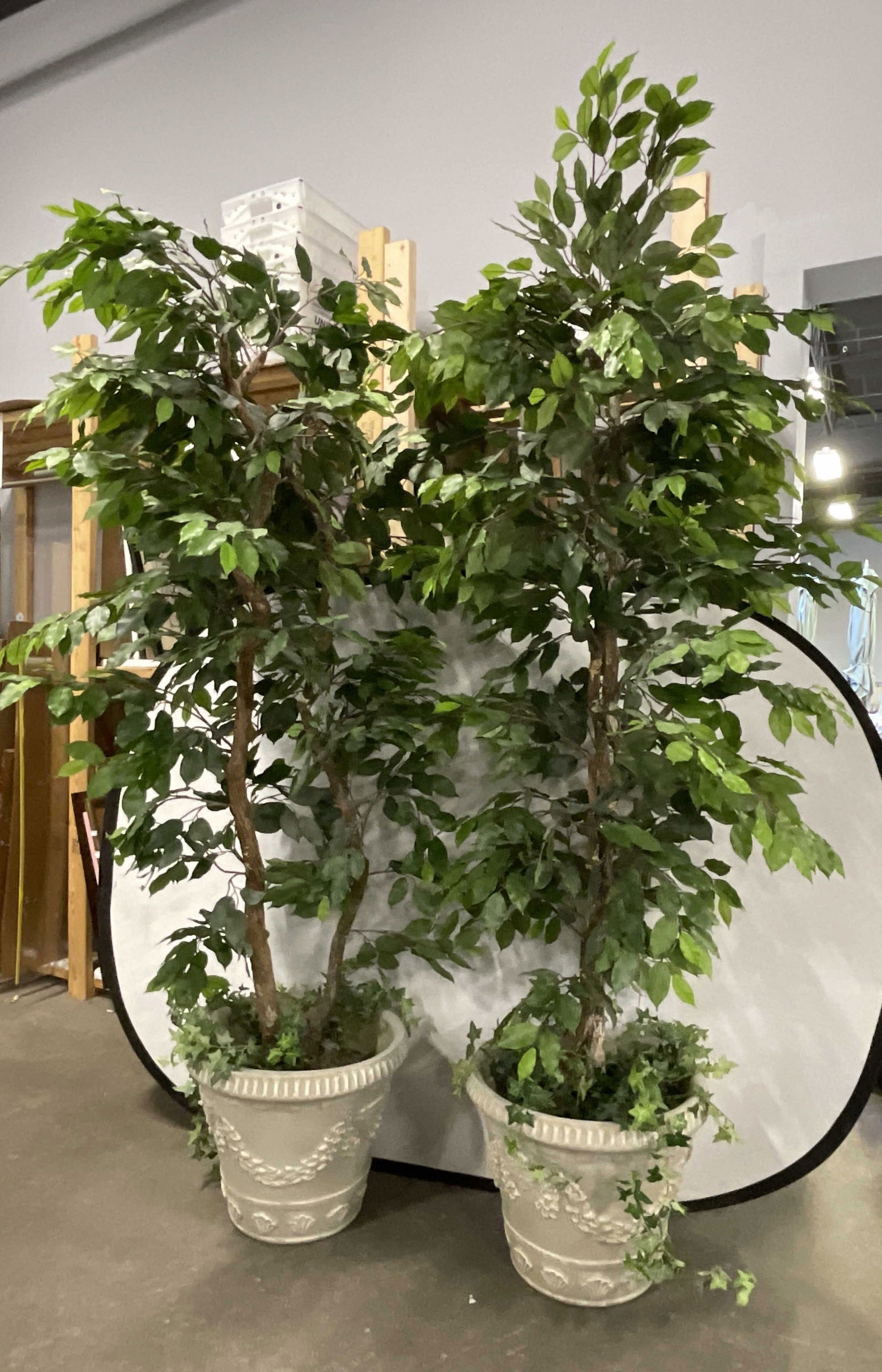 Pair CAFFCO USA Planters W/ Faux Trees (1 of 8)