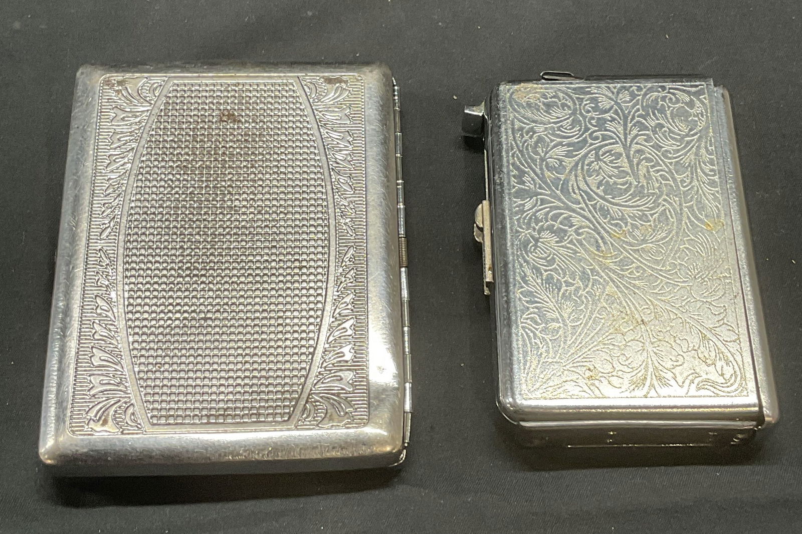 Lot 2 Silver Tone Cigarette Case & Lighter (1 of 10)