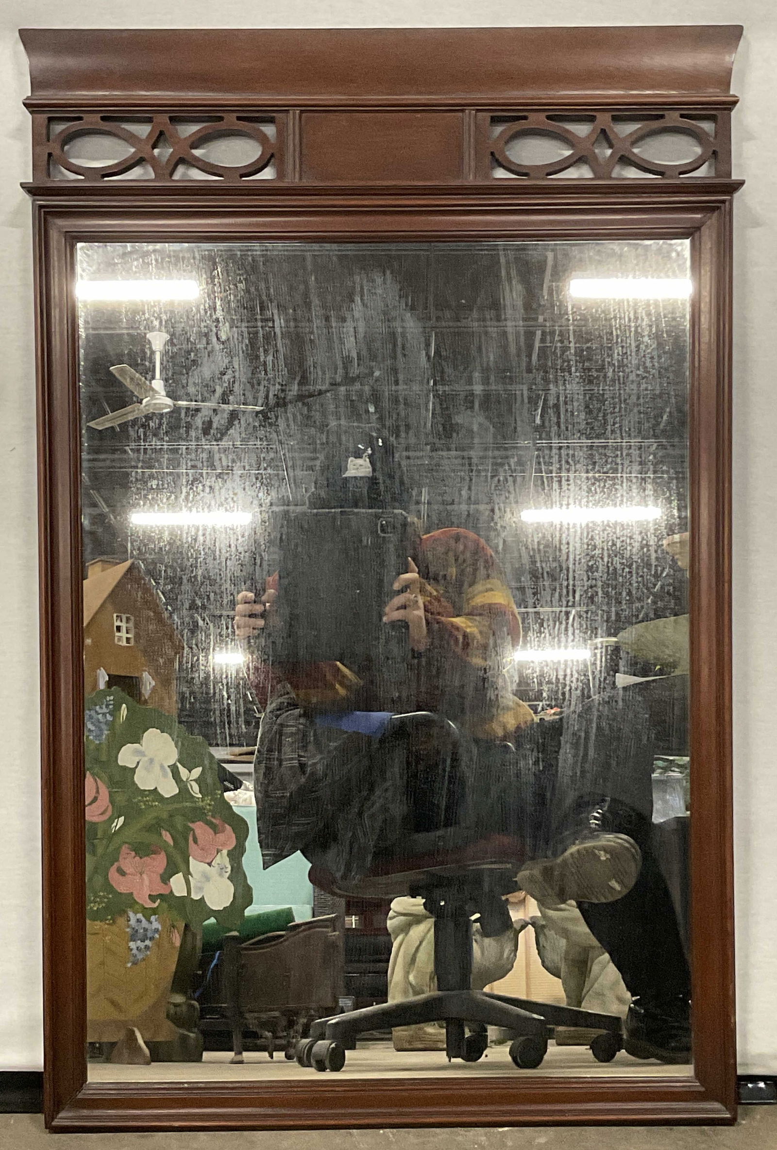 Vintage Brown Wood Frame Wall Mirror (1 of 6)