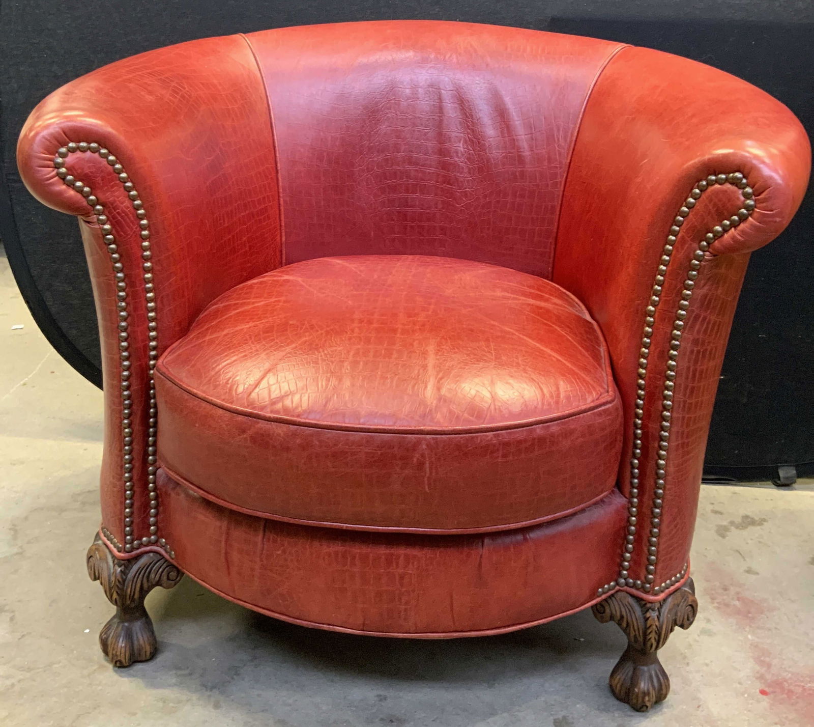OLD HICKORY TANNERY Red Leath Ball & Claw Ft Chair (1 of 11)