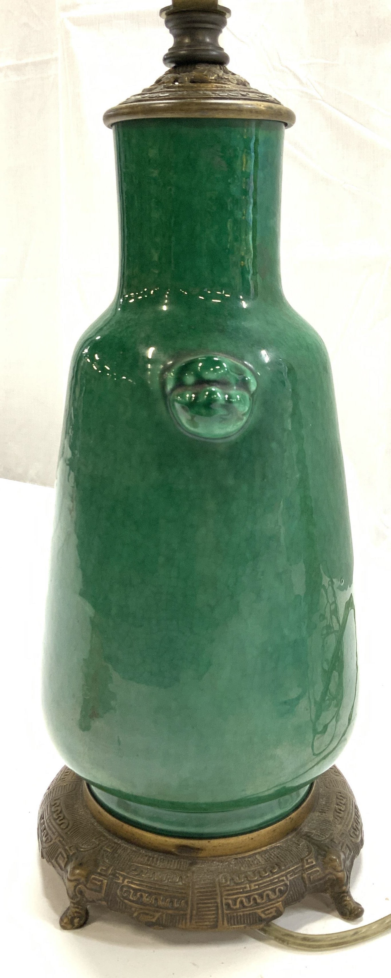 Asian Ceramic & Brass Foo Dog Lamp (1 of 8)