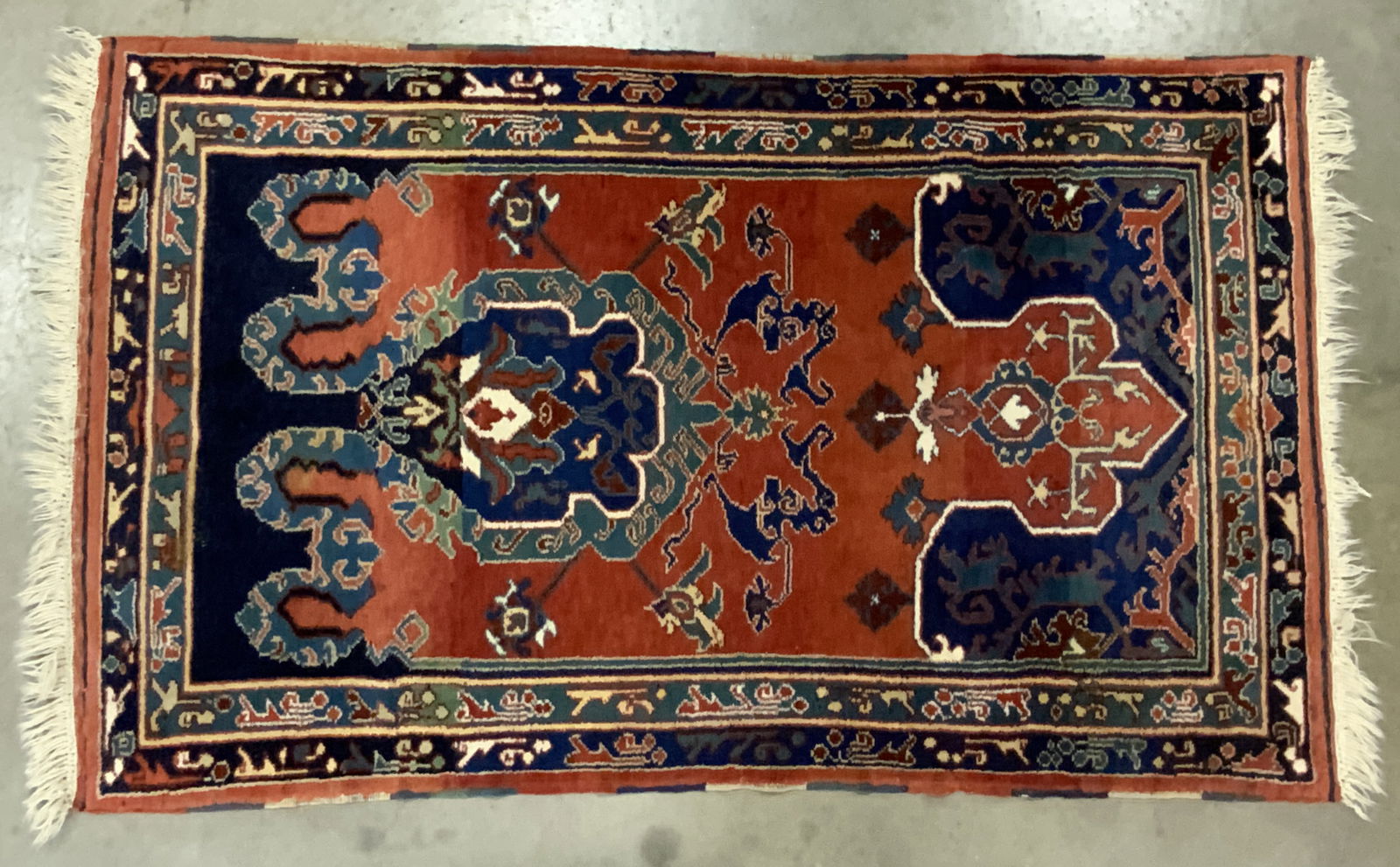 Vintage Persian Red & Navy Geometric Pattern Rug (1 of 8)