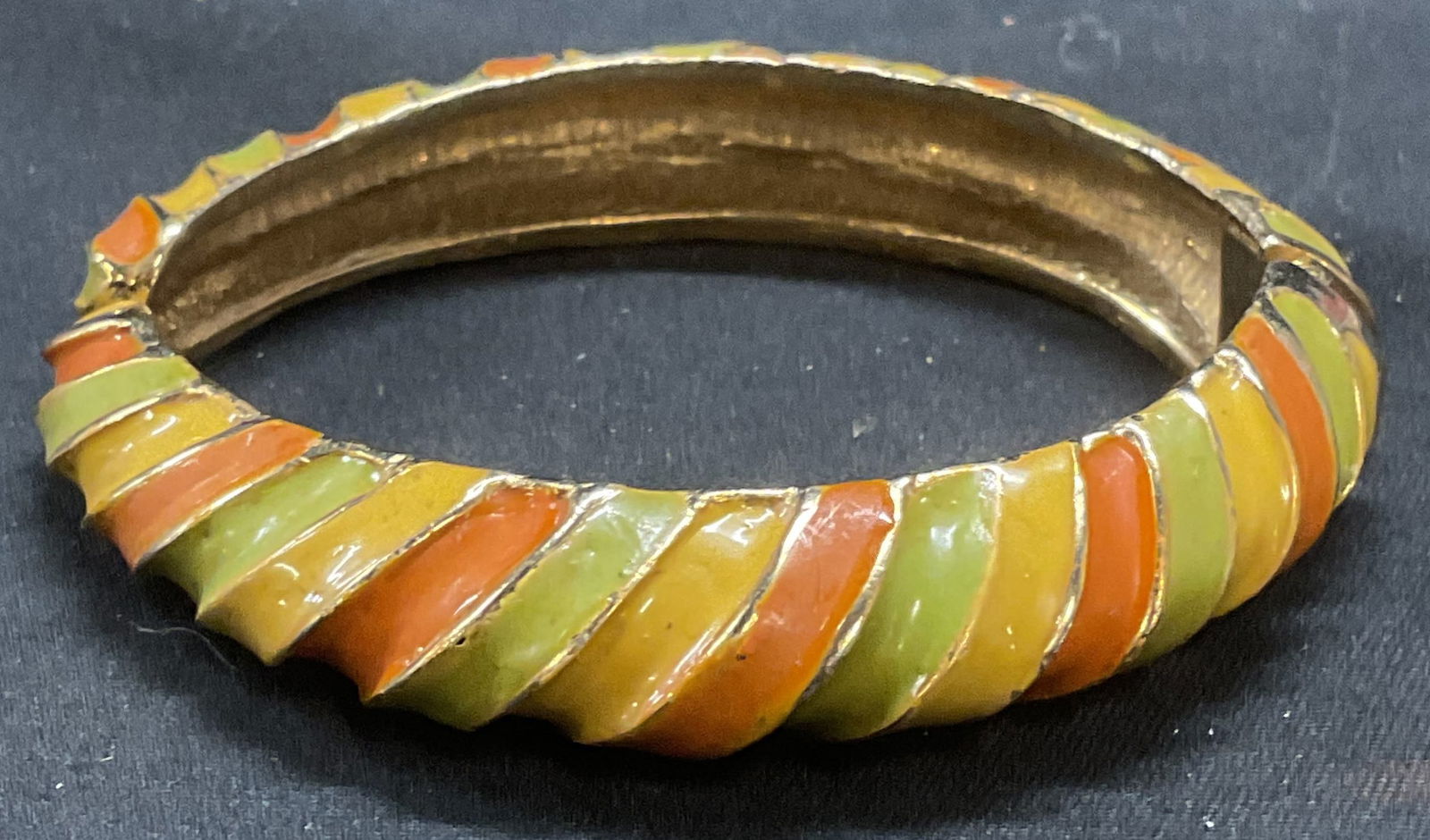 Vintage Les Bernard Yellow/Green Enamel Bangle (1 of 6)