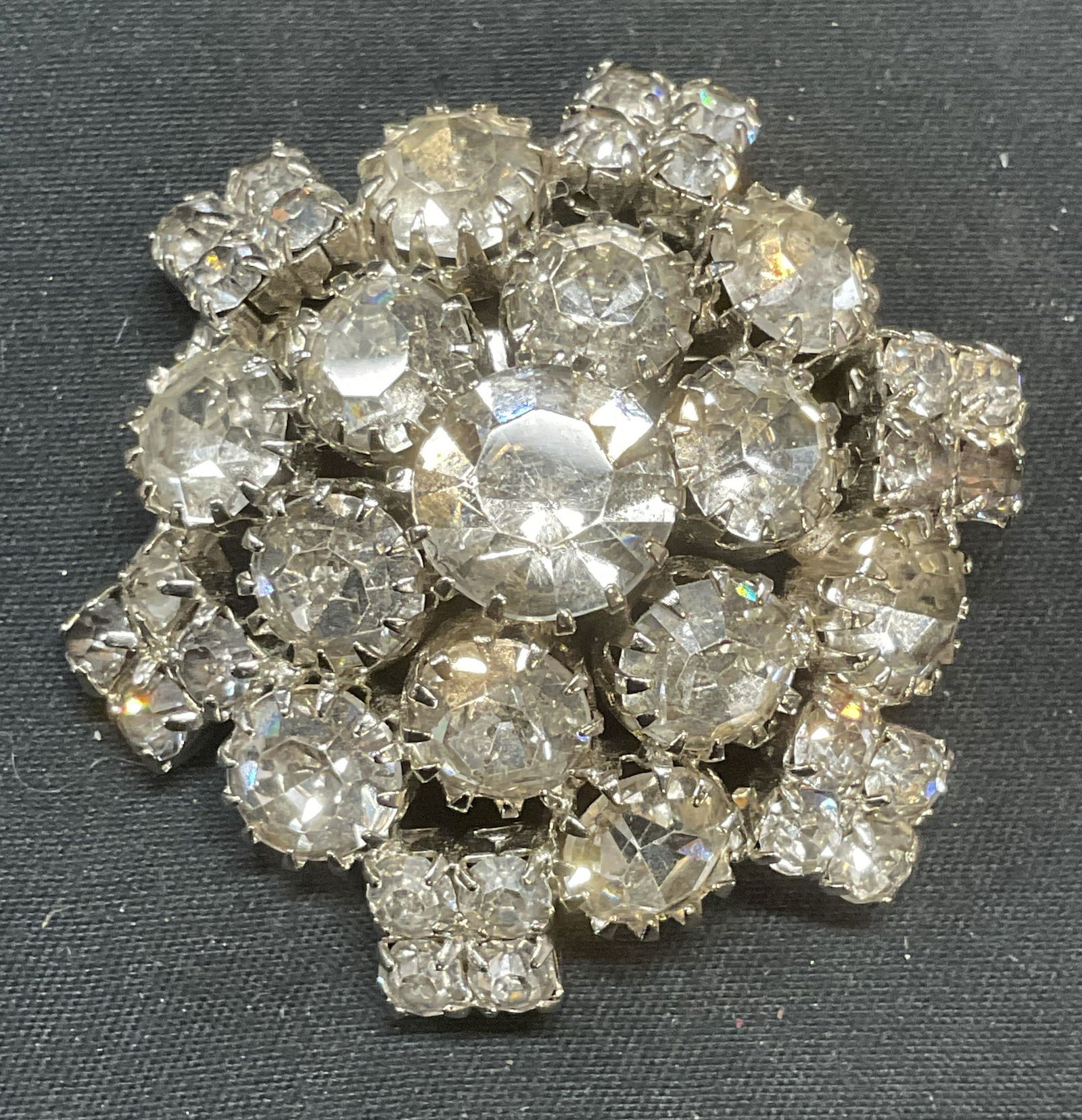 Vintage Silver Tone Crystal Flower Brooch (1 of 6)