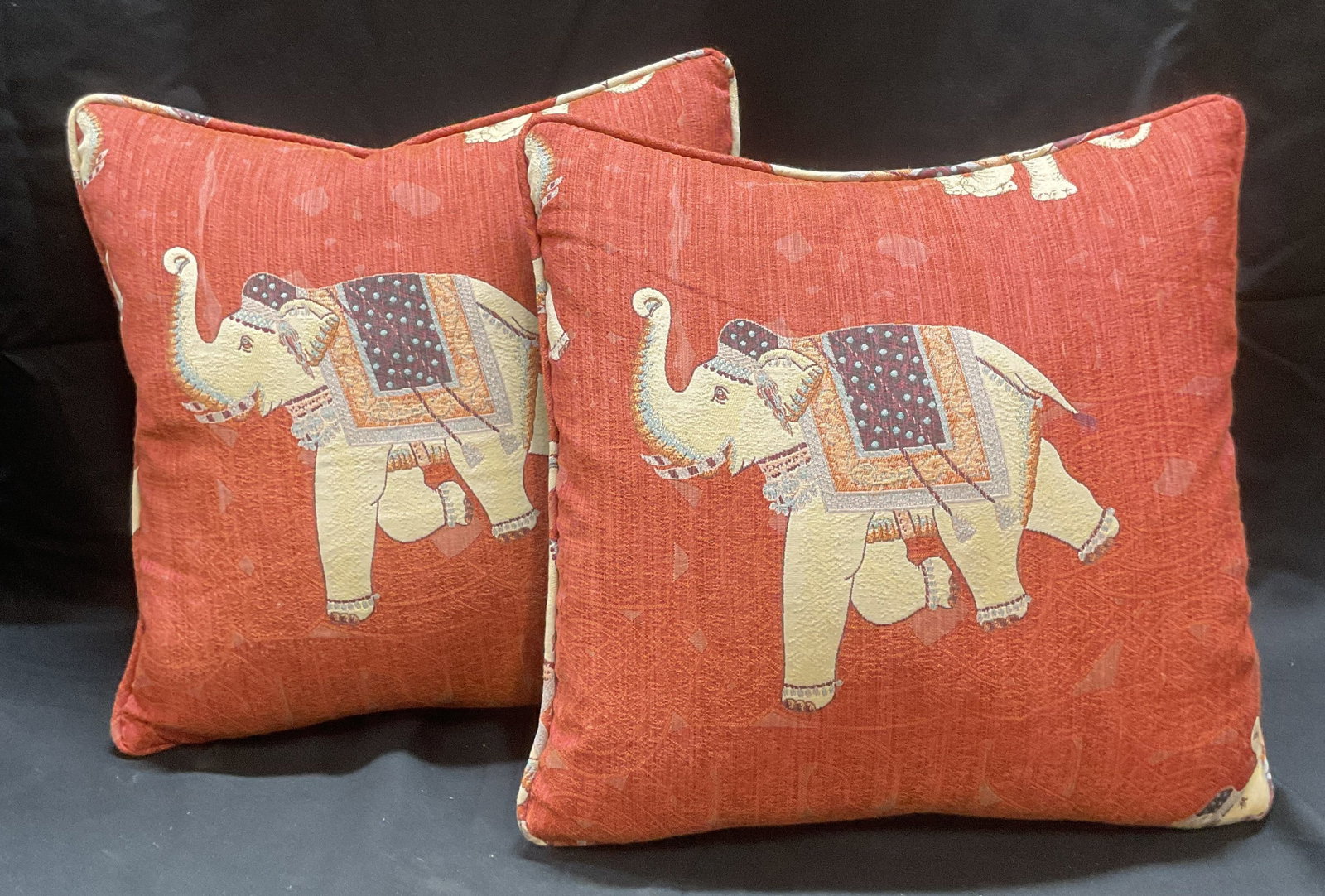 Pair Vintage Custom Made Elephant Pillows (1 of 7)