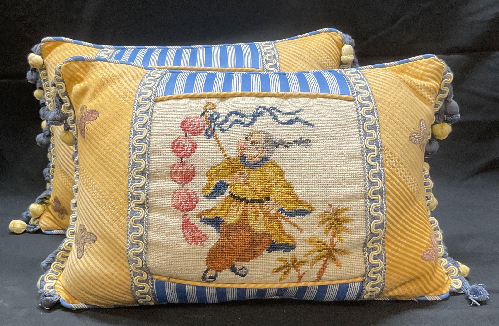 Pair 123 Creations Needlepoint Tapestry Pillows (1 of 7)